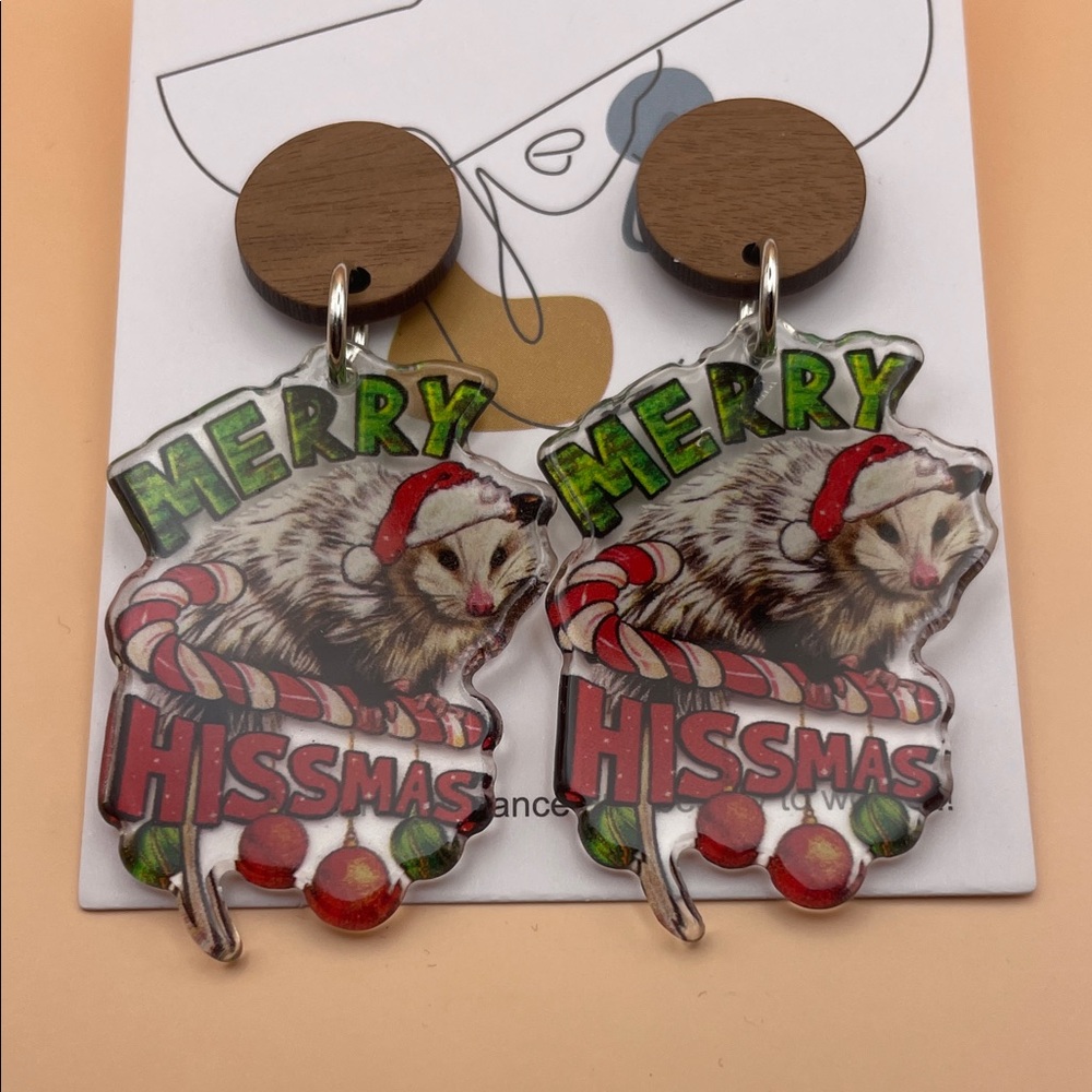 Possum Hissmas Holiday Earrings
